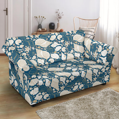 Seashell Print Design LKS308 Loveseat Couch Slipcover