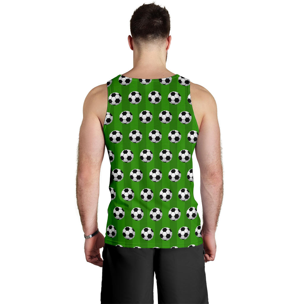 Soccer Ball Green Backgrpund Print Men Tank Top