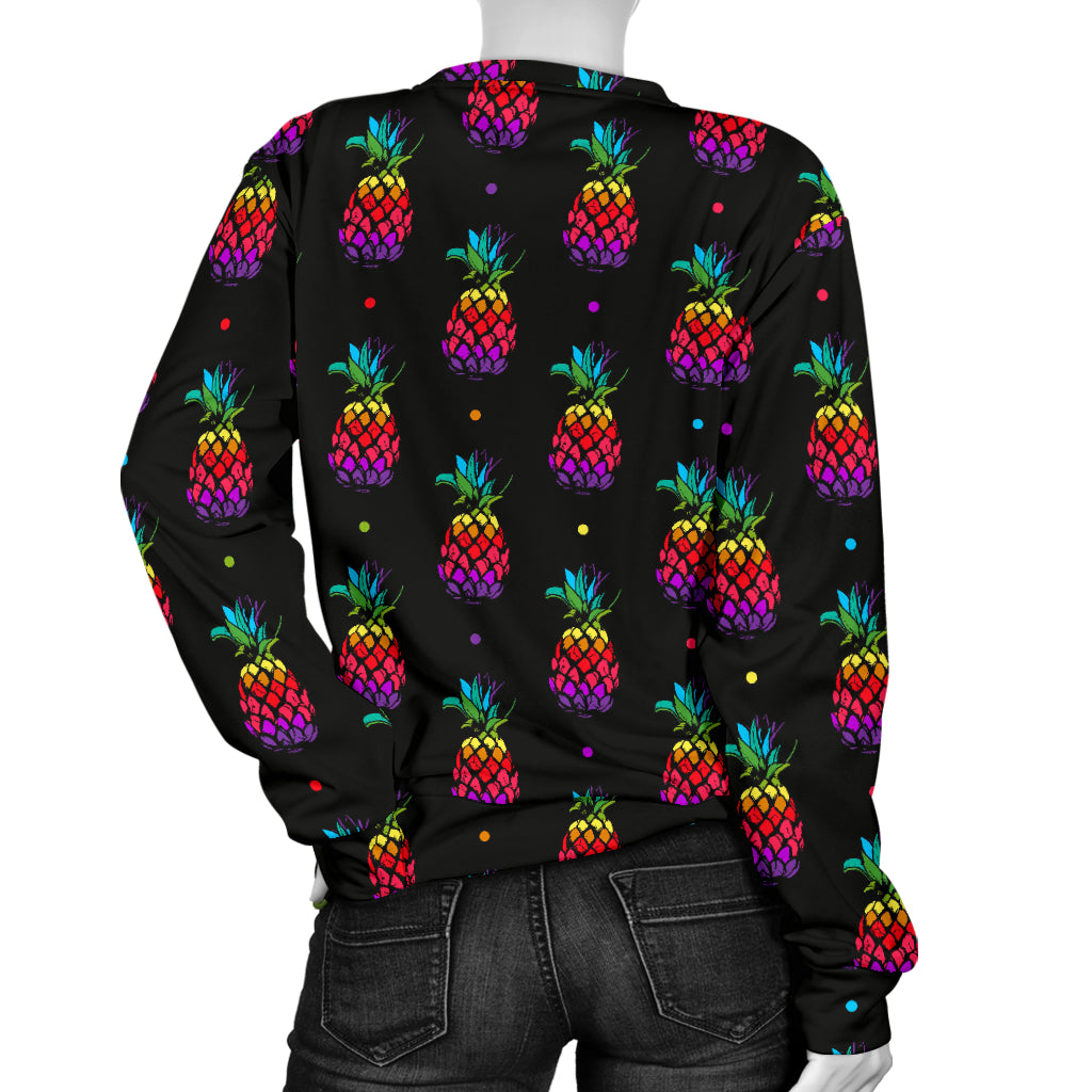 Pineapple Rainbow Dot Print Women Long Sleeve Sweatshirt