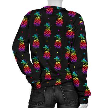 Pineapple Rainbow Dot Print Women Long Sleeve Sweatshirt