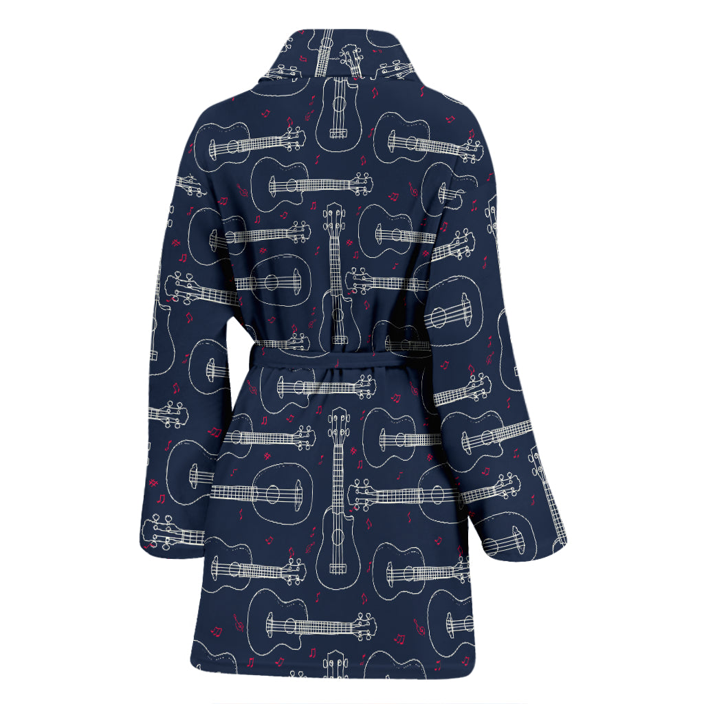Ukulele Print Design LKS401 Women Bathrobe