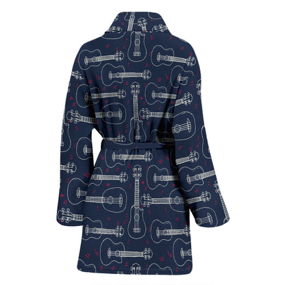 Ukulele Print Design LKS401 Women Bathrobe
