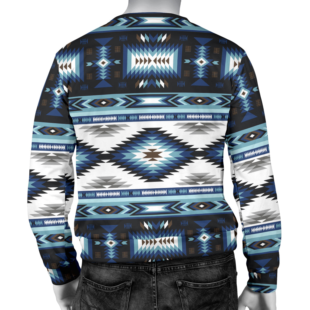 Navajo Dark Blue Print Pattern Men Long Sleeve Sweatshirt