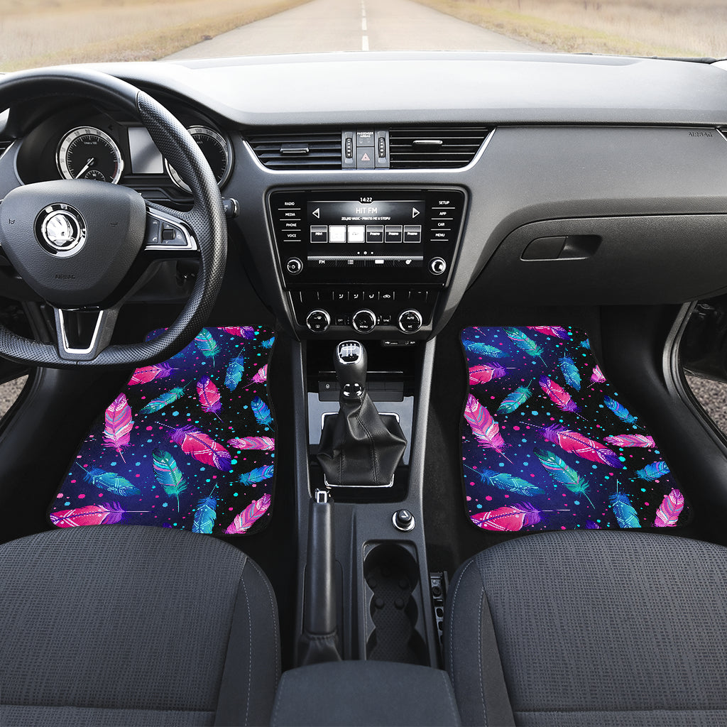 Feather Colorful Boho Design Print Car Floor Mats Front Back