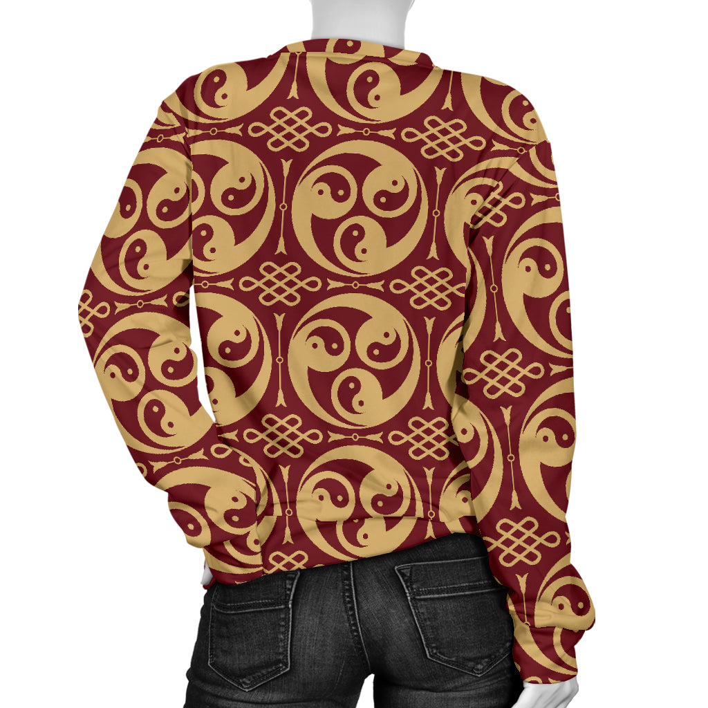 Yin Yang Style Pattern Design Print Women Long Sleeve Sweatshirt