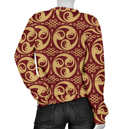 Yin Yang Style Pattern Design Print Women Long Sleeve Sweatshirt