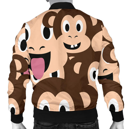 Emoji Monkey Print Pattern Men Bomber Jacket