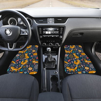 Fox Cute Jungle Print Pattern Car Floor Mats Front Back