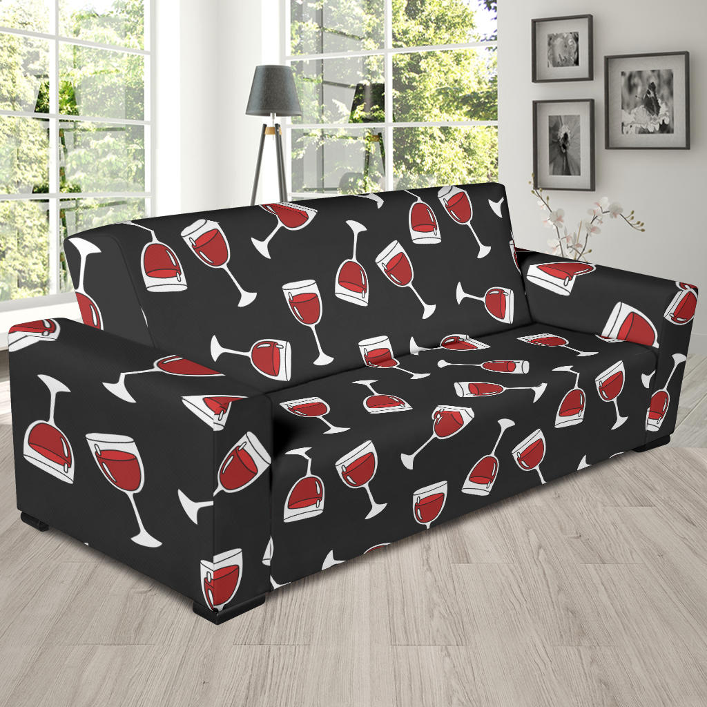 Wine Glass Print Design LKS303 Sofa Slipcover