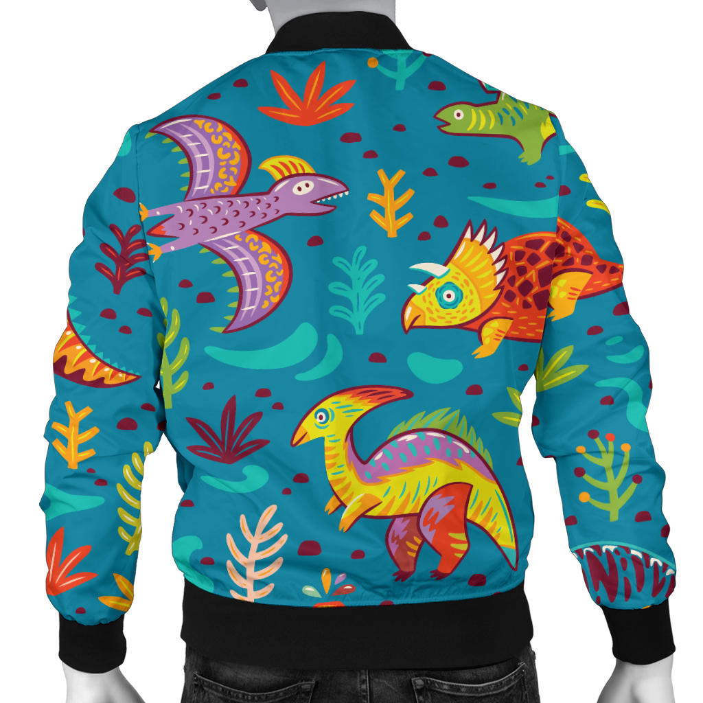 Dinosaur Cartoon Style Men Bomber Jacket