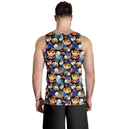 Sloth Cartoon Design Themed Print Men Tank Top