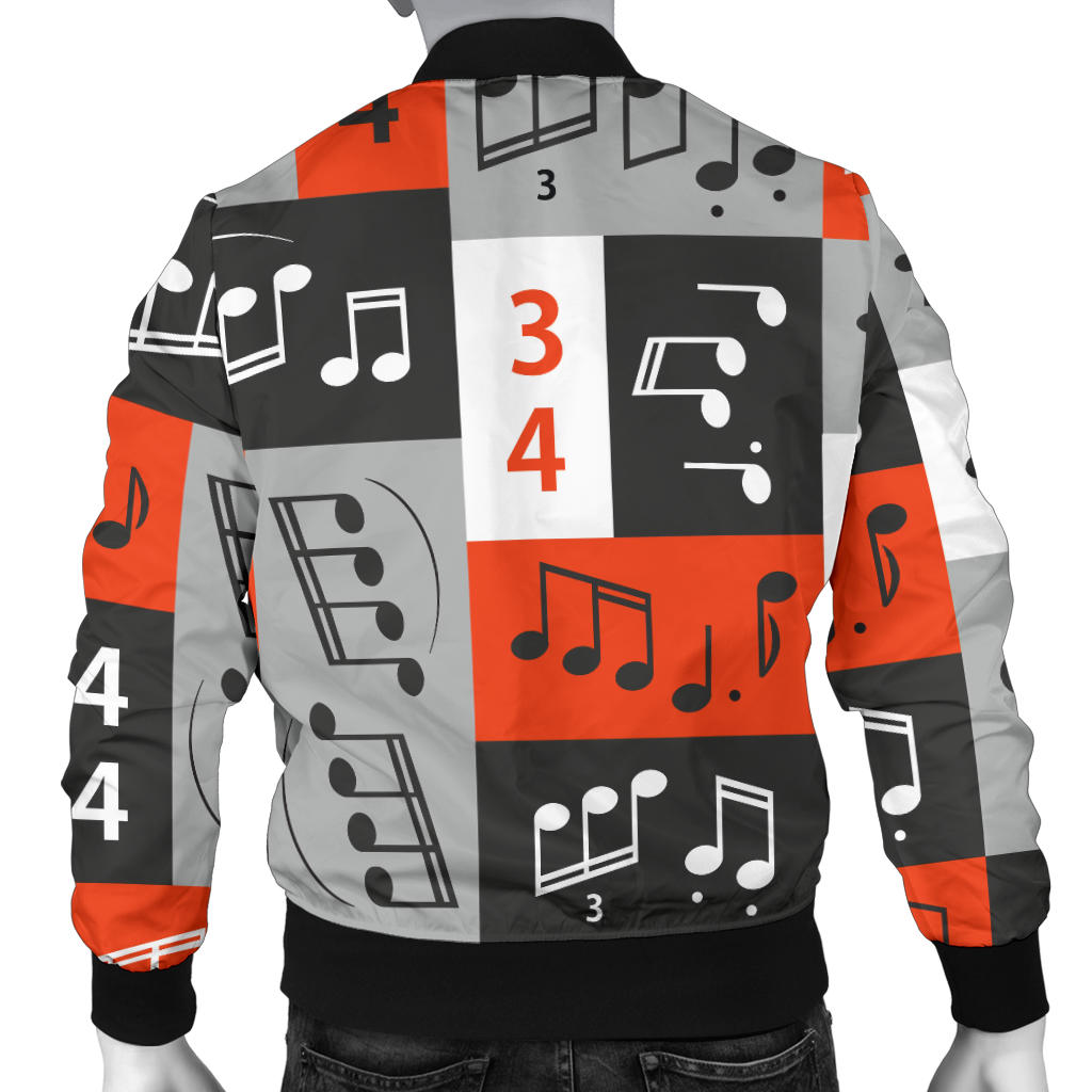 Music Note Design Themed Print Men Bomber Jacket