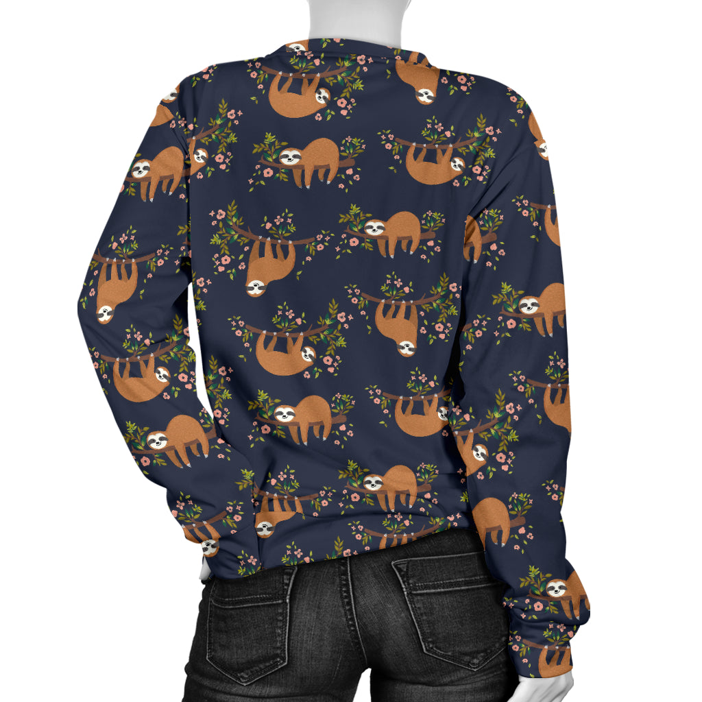 Sloth flower Design Themed Print Women Long Sleeve Sweatshirt