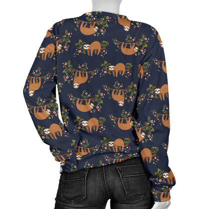 Sloth flower Design Themed Print Women Long Sleeve Sweatshirt