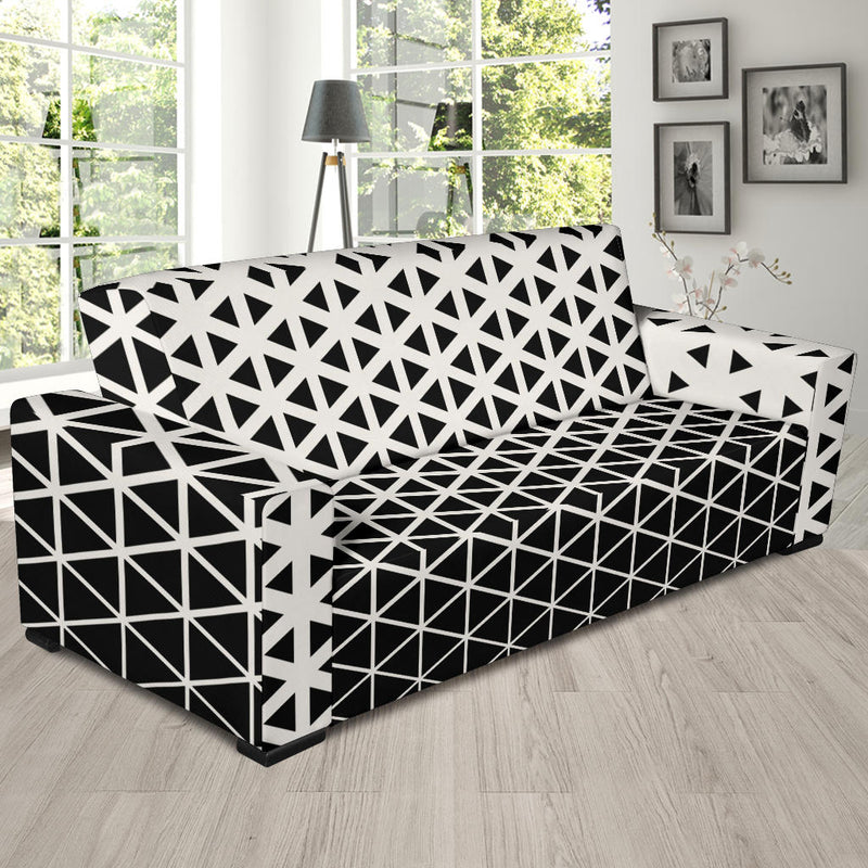 Geometric Black White Pattern Print Design 03 Sofa Slipcover