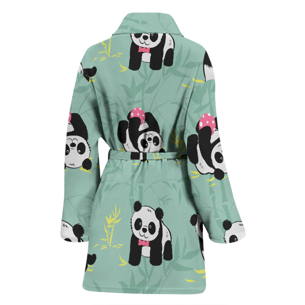 Panda Pattern Print Design A05 Women Bathrobe