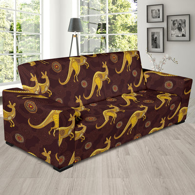 Kangaroos Aboriginal Pattern Print Design 08 Sofa Slipcover