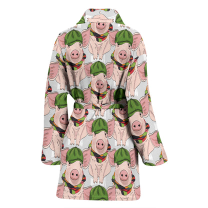 Pig Print Design LKS403 Women Bathrobe