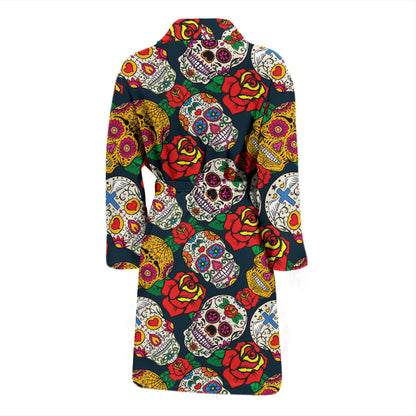 Sugar Skull Print Design LKS306 Men Bathrobe