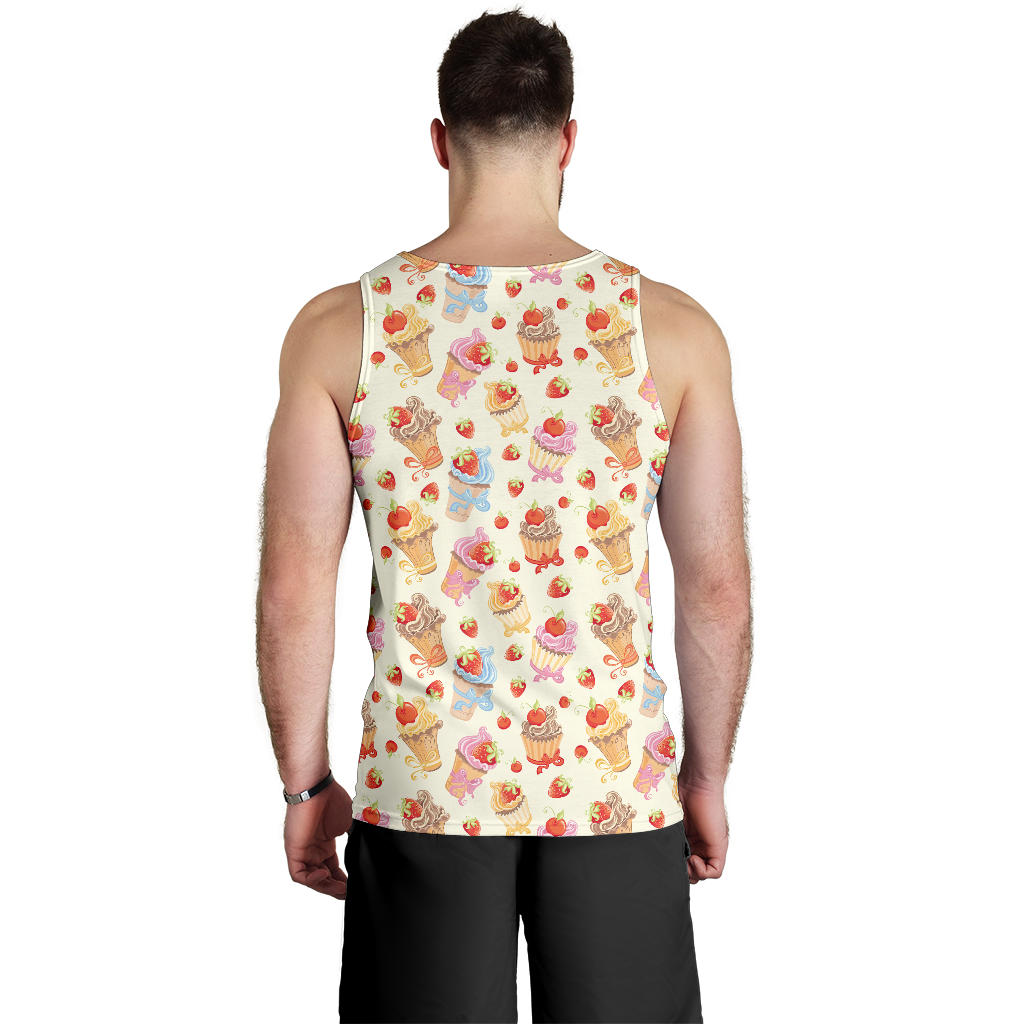 Cupcakes Strawberry Cherry Print Men Tank Top