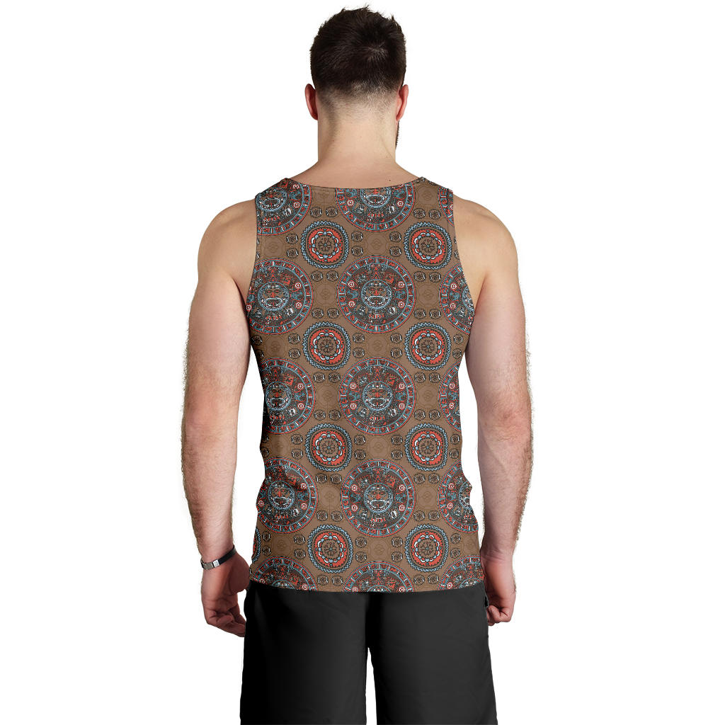 Calendar Aztec Design Print Pattern Men Tank Top