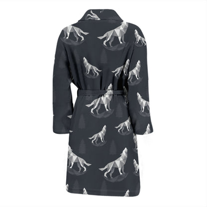 Wolf Print Design LKS303 Men Bathrobe