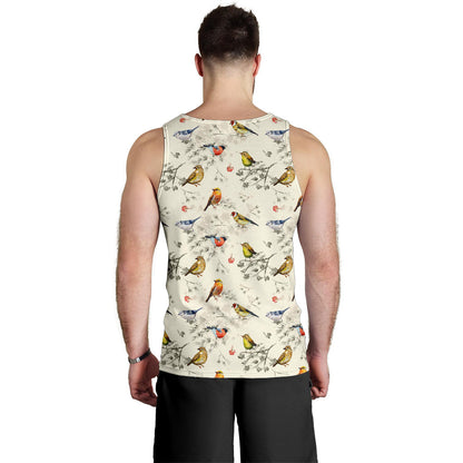 Bird Watercolor Design Pattern Men Tank Top