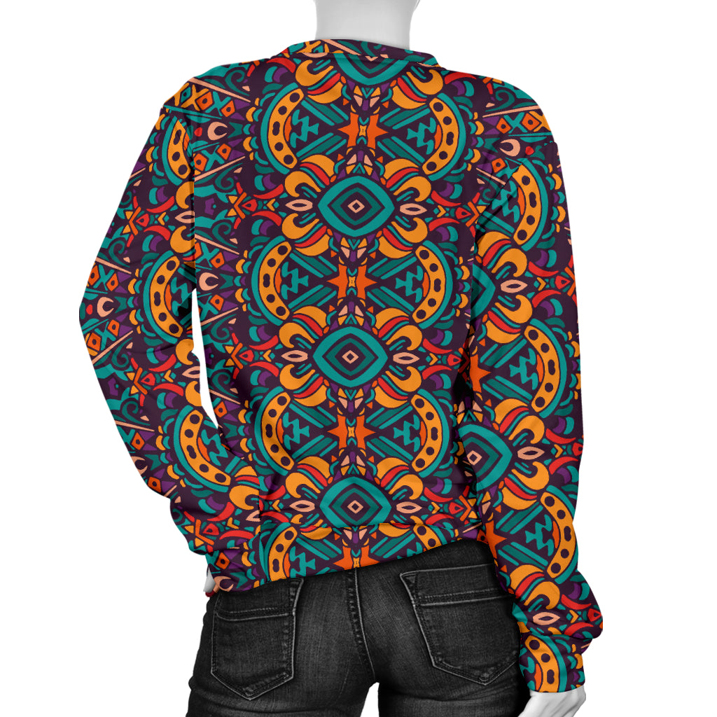 Ethnic Style Print Pattern Women Long Sleeve Sweatshirt