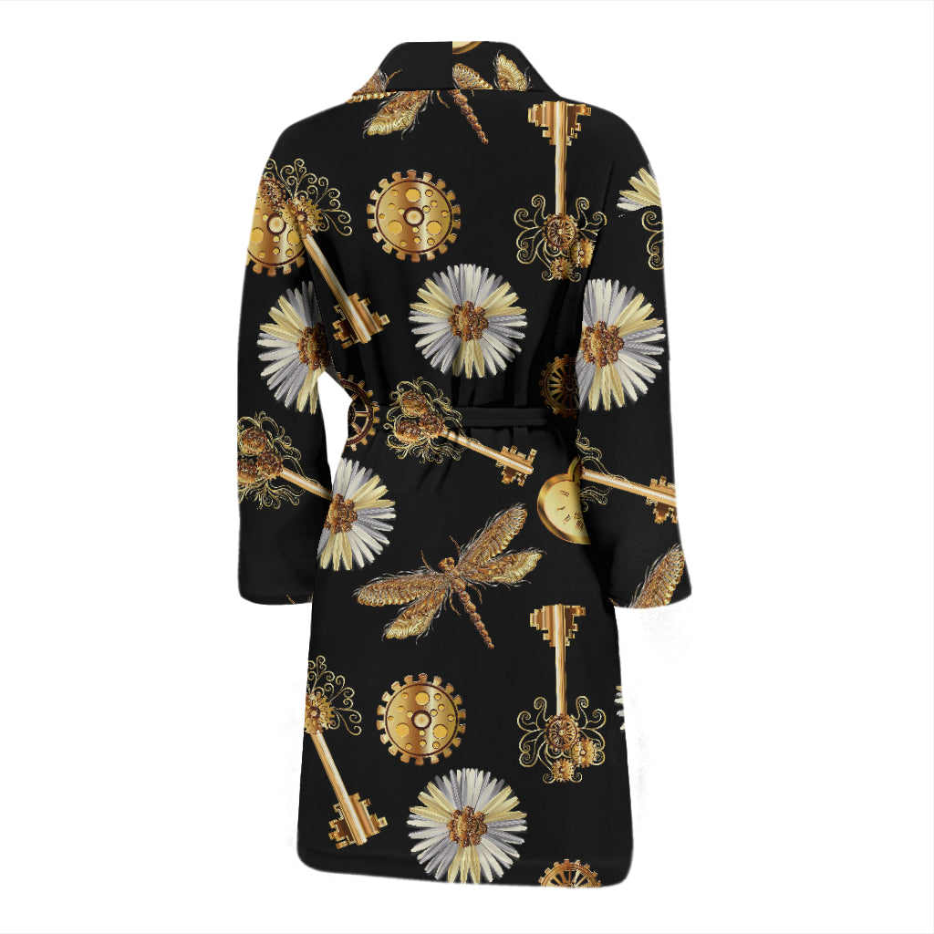 Steampunk Key Dragonfly Print Design LKS303 Men Bathrobe