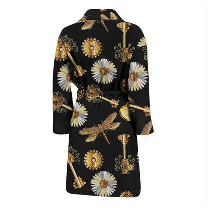 Steampunk Key Dragonfly Print Design LKS303 Men Bathrobe