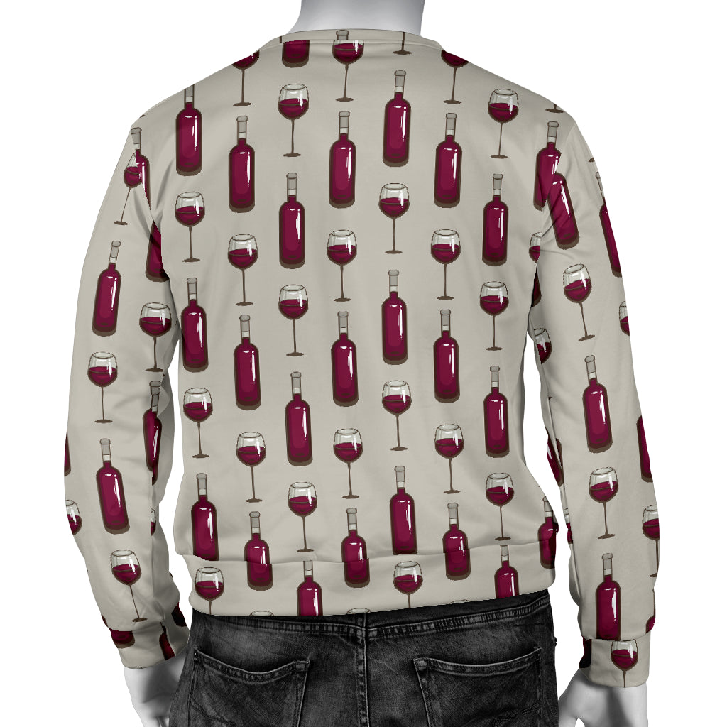 Wine Bottle Pattern Print Men Long Sleeve Sweatshirt