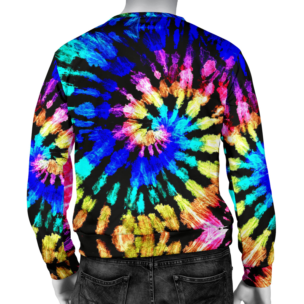 Tie Dye Rainbow Design Print Men Long Sleeve Sweatshirt