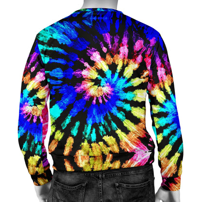 Tie Dye Rainbow Design Print Men Long Sleeve Sweatshirt
