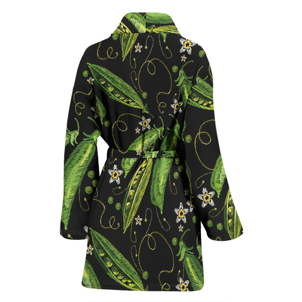 Peas Pattern Print Design A02 Women Bathrobe
