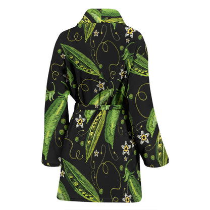 Peas Pattern Print Design A02 Women Bathrobe