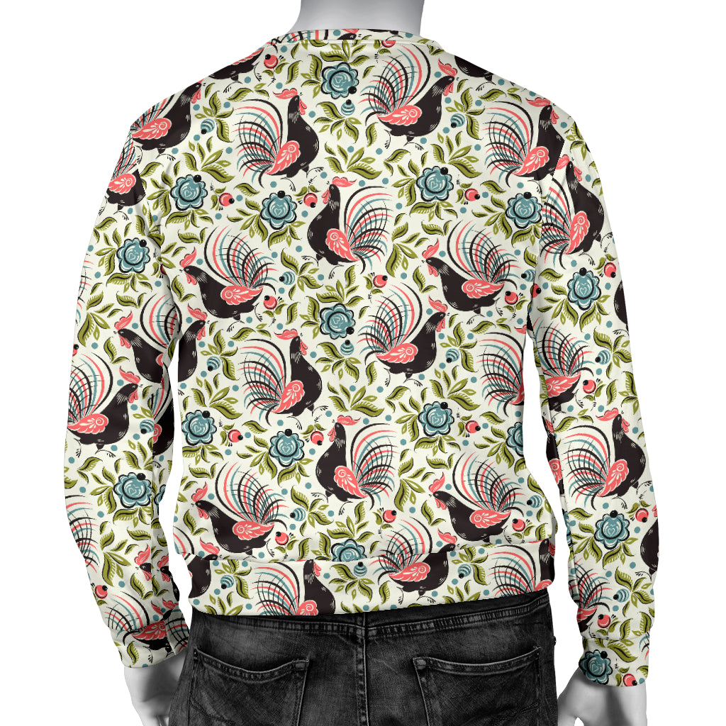 Rooster Print Design Men Long Sleeve Sweatshirt
