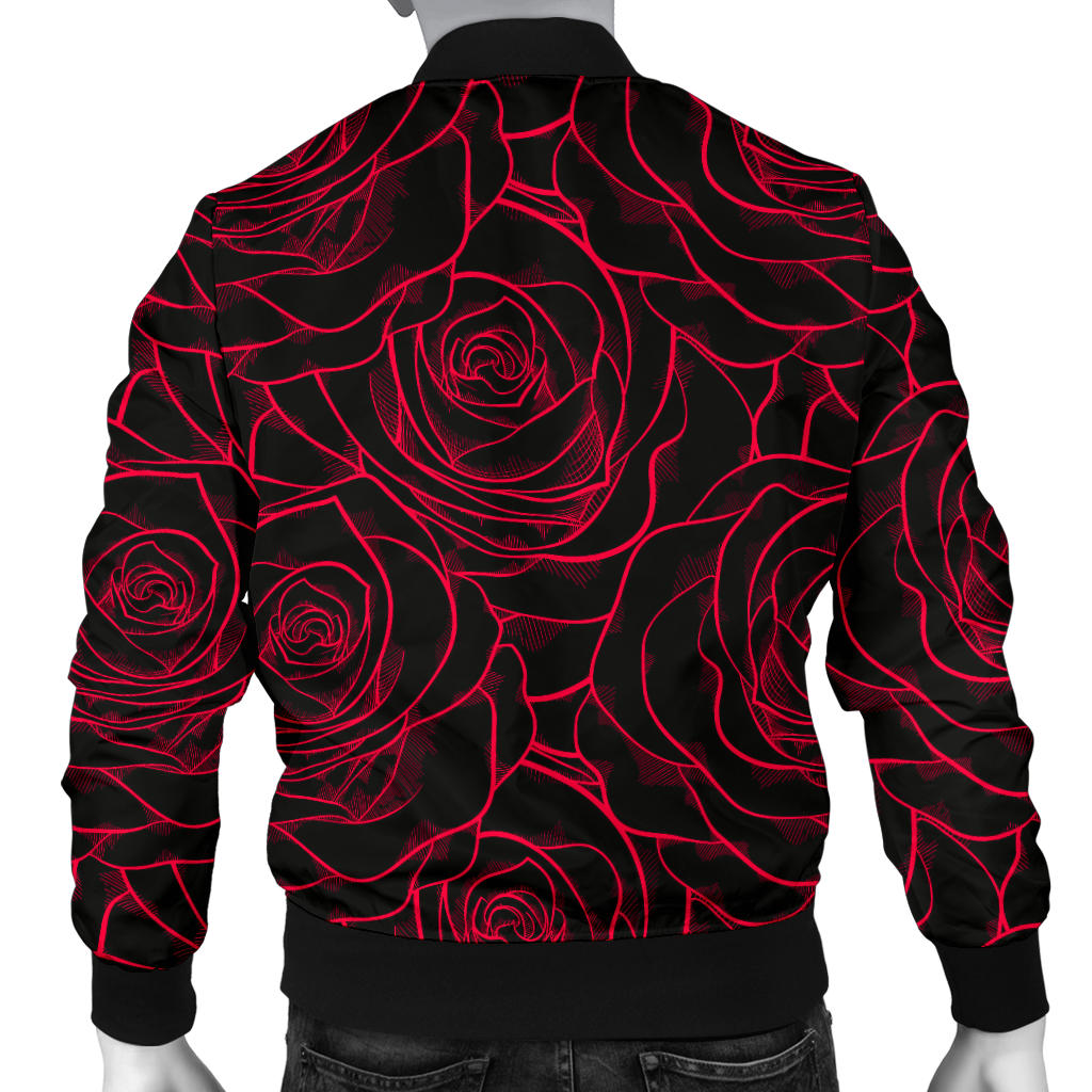 Red Rose Design Print Men Bomber Jacket