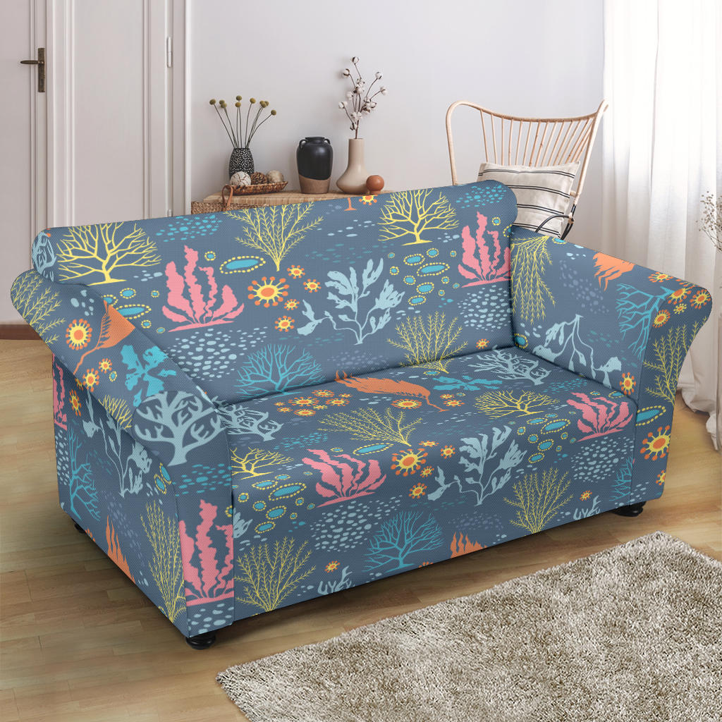 Seaweed Print Design LKS304 Loveseat Couch Slipcover