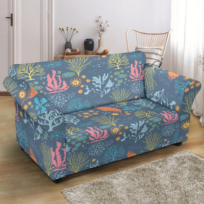 Seaweed Print Design LKS304 Loveseat Couch Slipcover