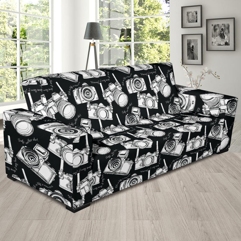 Camera Pattern Print Design 01 Sofa Slipcover