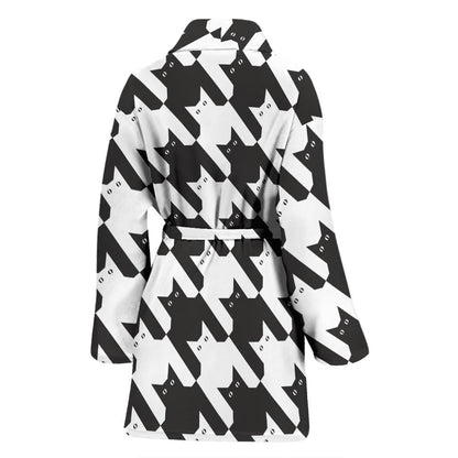 Cat HoundstoothPattern Print Design 01 Women Bathrobe