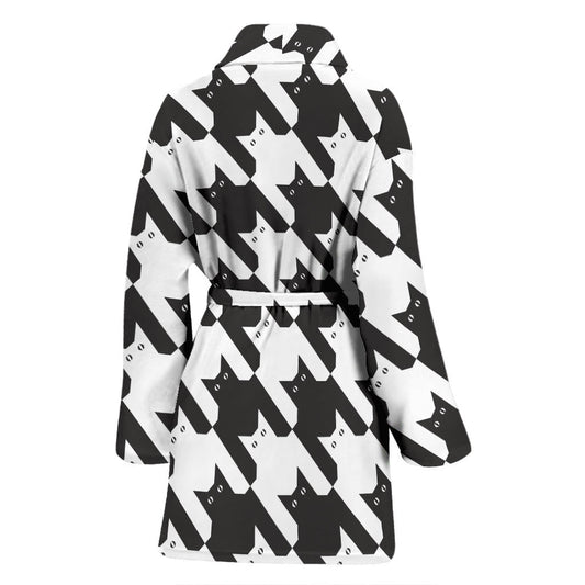 Cat HoundstoothPattern Print Design 01 Women Bathrobe