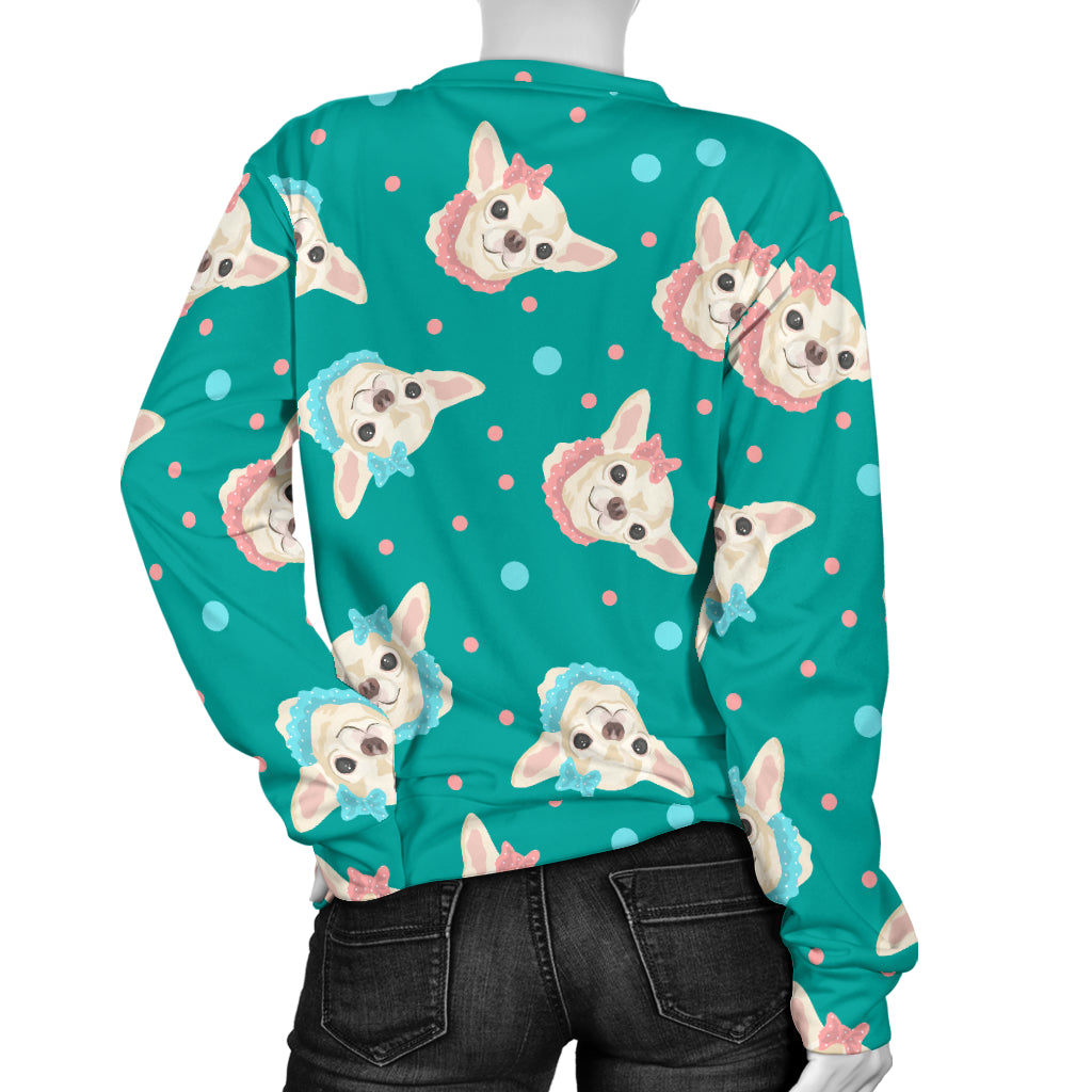 Chihuahua Polka Dot Pattern Women Long Sleeve Sweatshirt