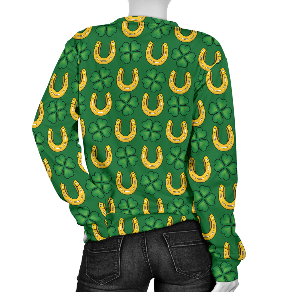 Shamrock Horseshoes Print Pattern Women Long Sleeve Sweatshirt