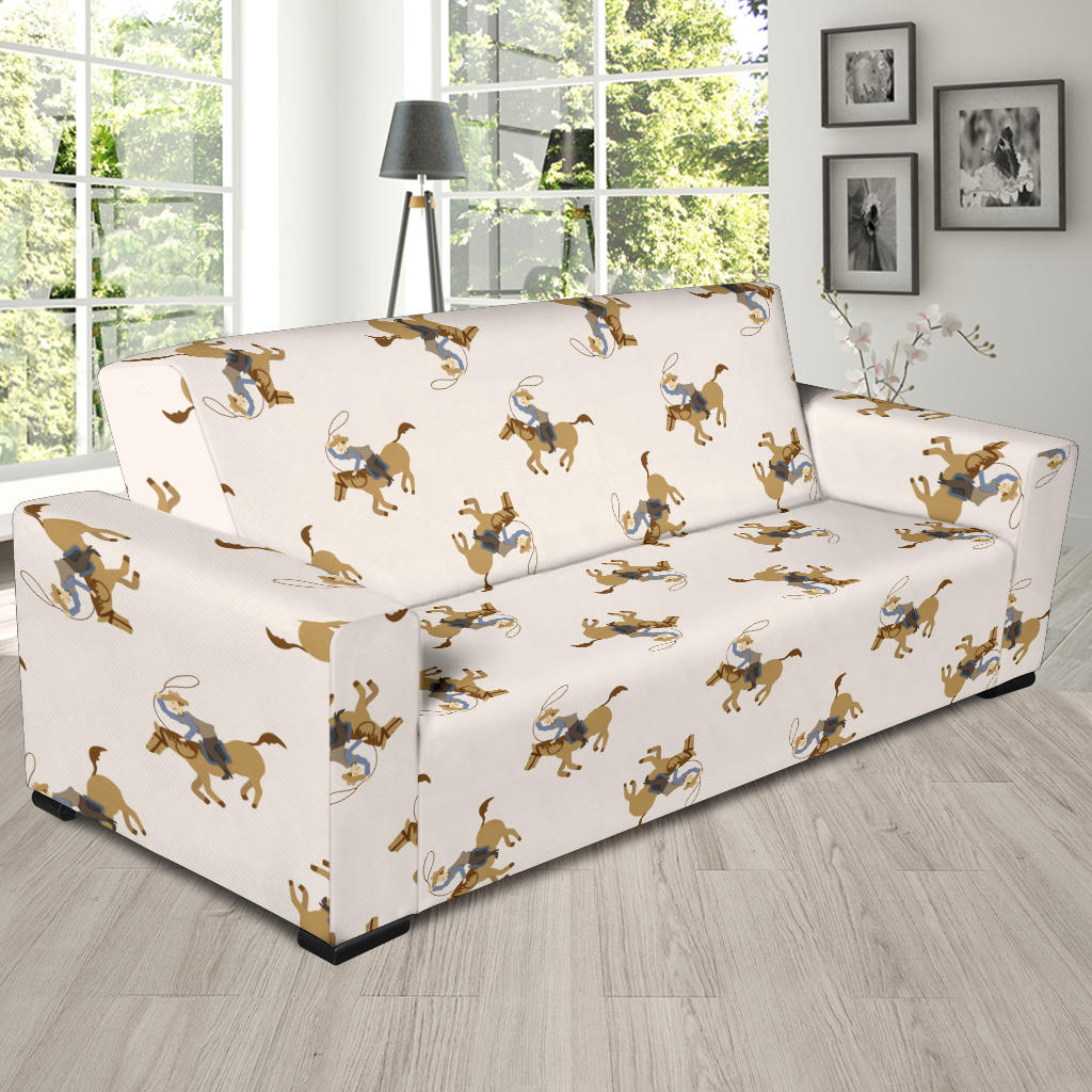 Cowboy Pattern Print Design 01 Sofa Slipcover