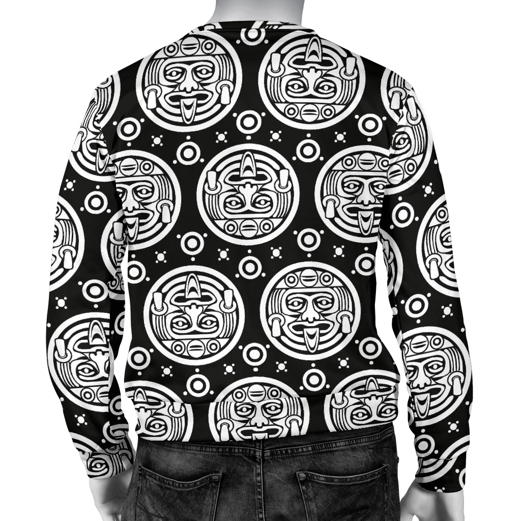 Calendar Aztec White Black Print Pattern Men Long Sleeve Sweatshirt