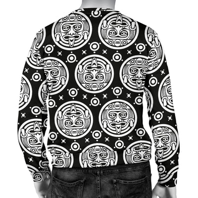 Calendar Aztec White Black Print Pattern Men Long Sleeve Sweatshirt