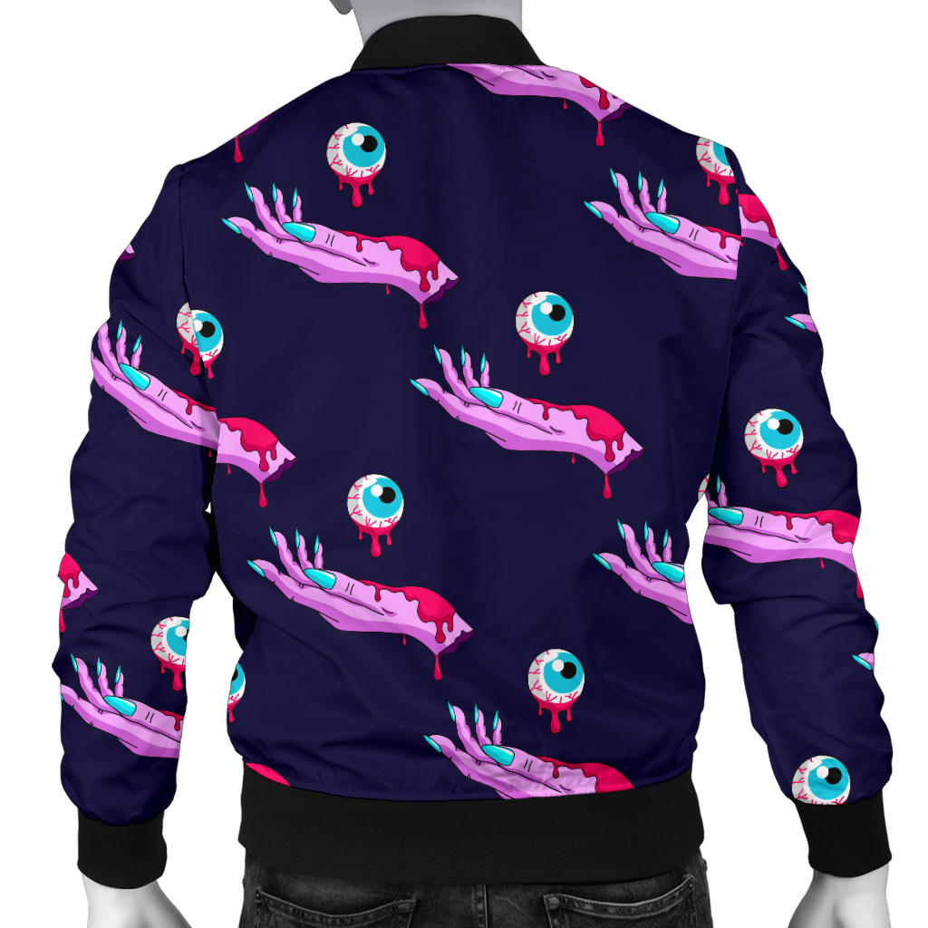 Zombie Pink Hand Design Pattern Print Men Bomber Jacket