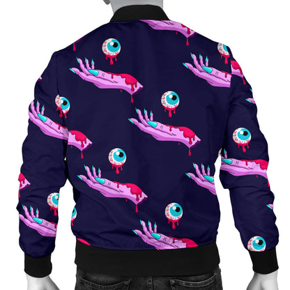 Zombie Pink Hand Design Pattern Print Men Bomber Jacket