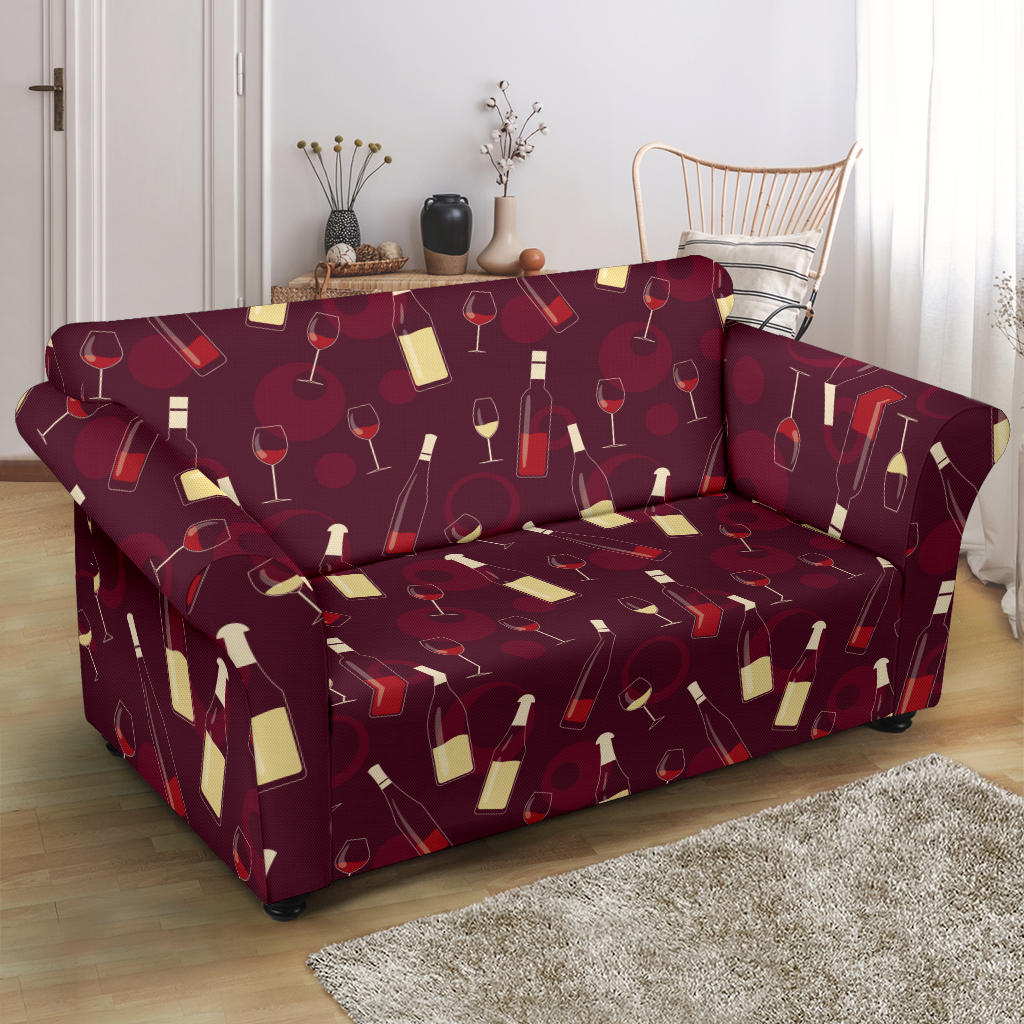 Wine Themed Print Design LKS302 Loveseat Couch Slipcover